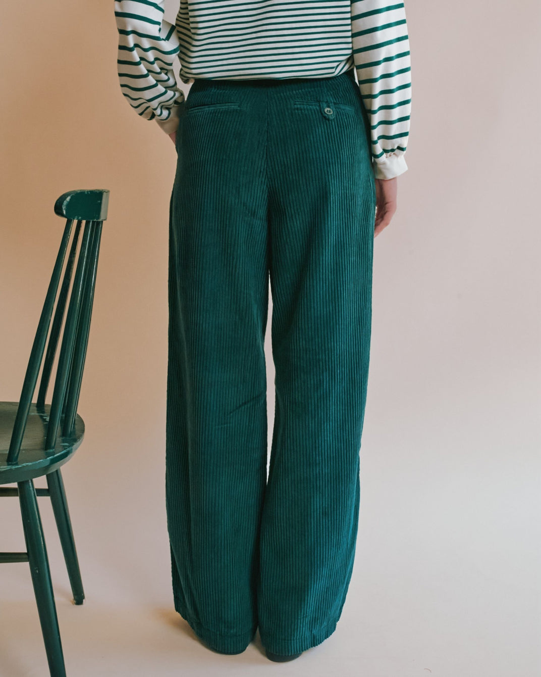 Pantalon - Velours cotelé vert forêt