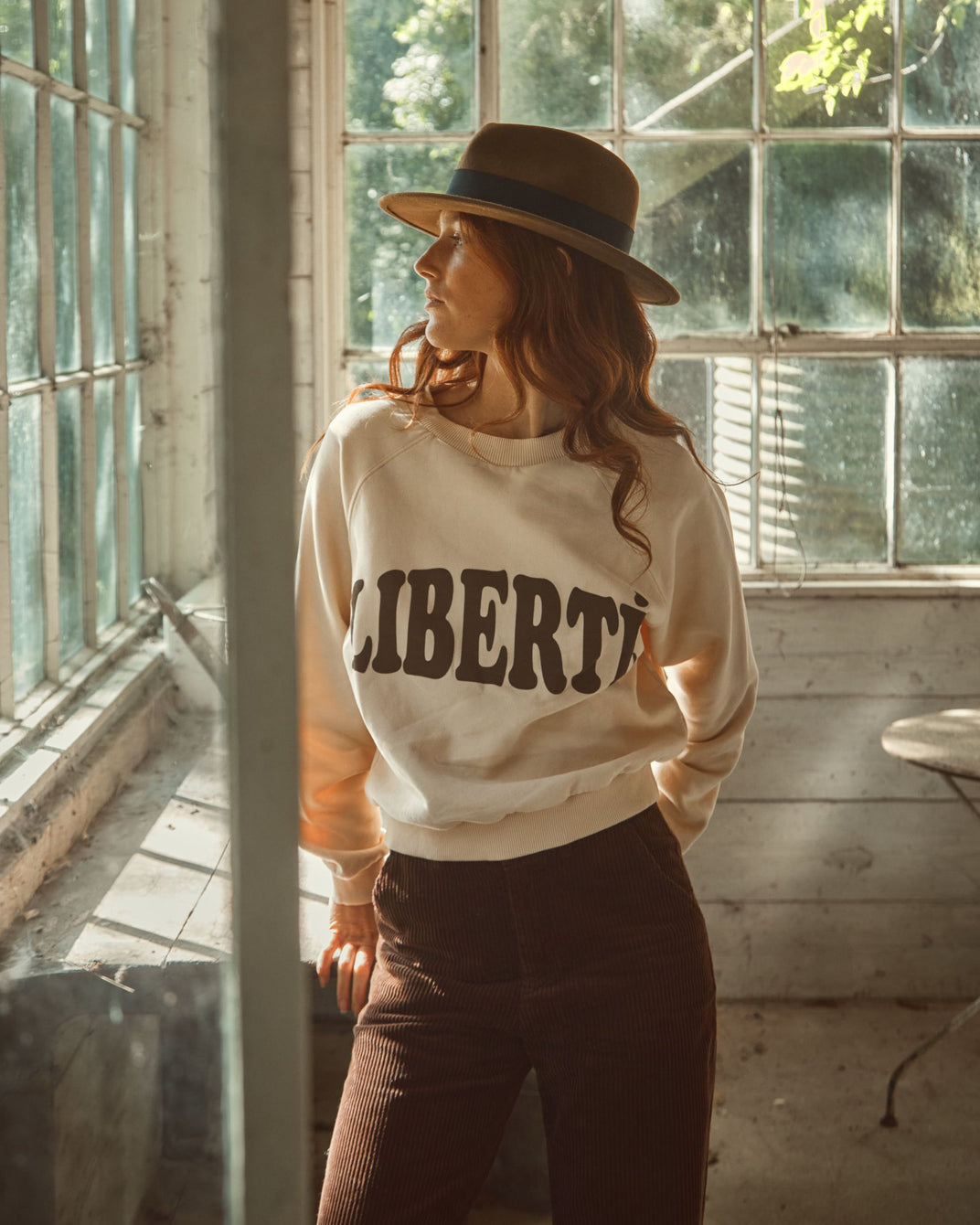 Sweat Liberté coton bio femme crème