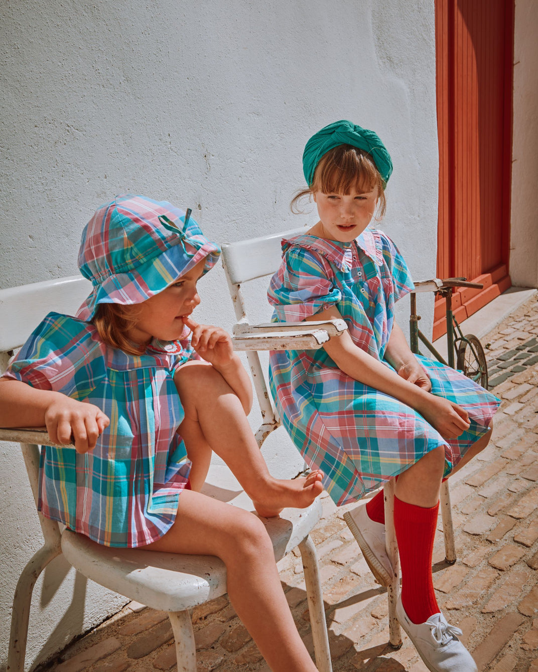 Multicolored madras checkered hat