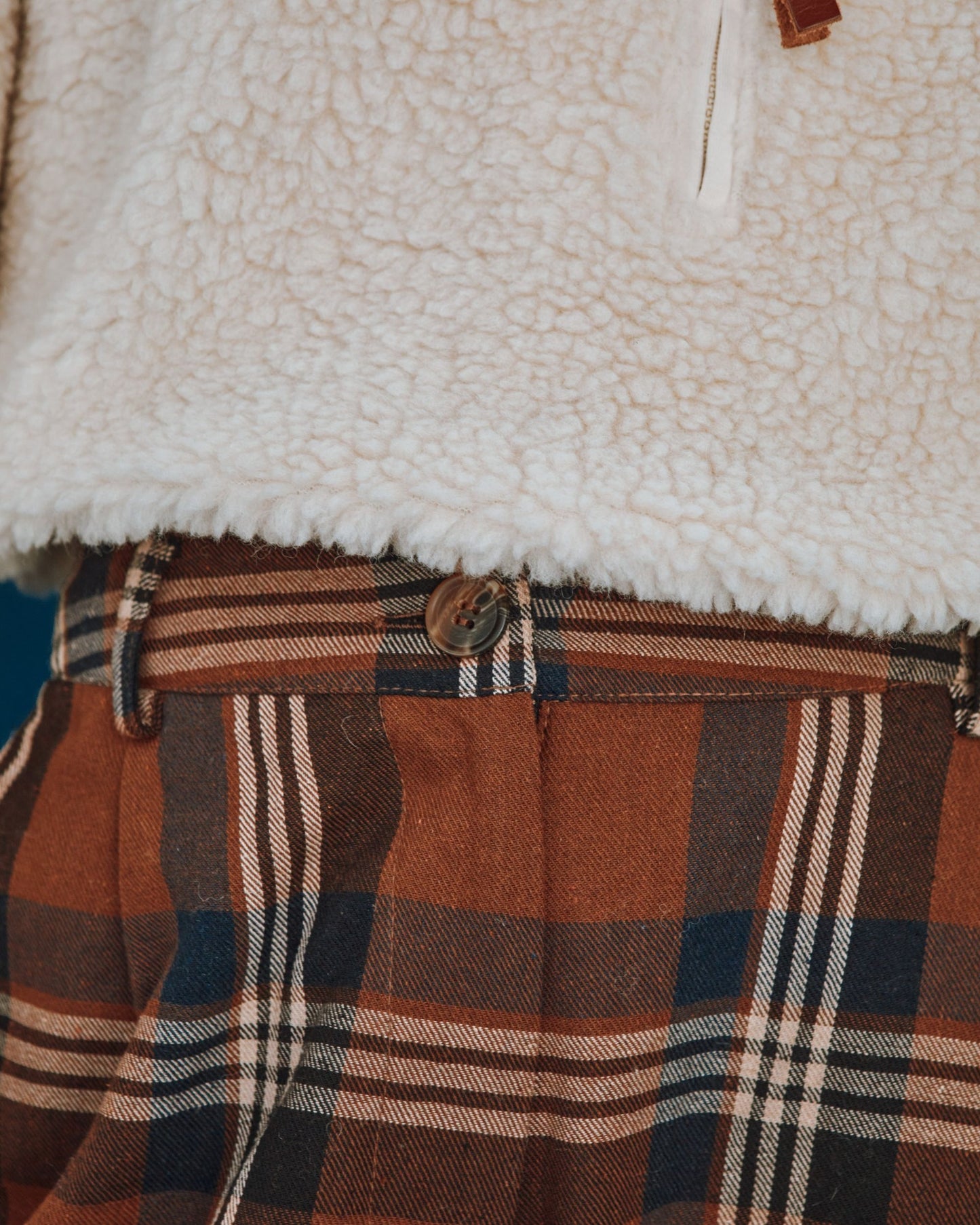 Pantalon large à carreaux marron