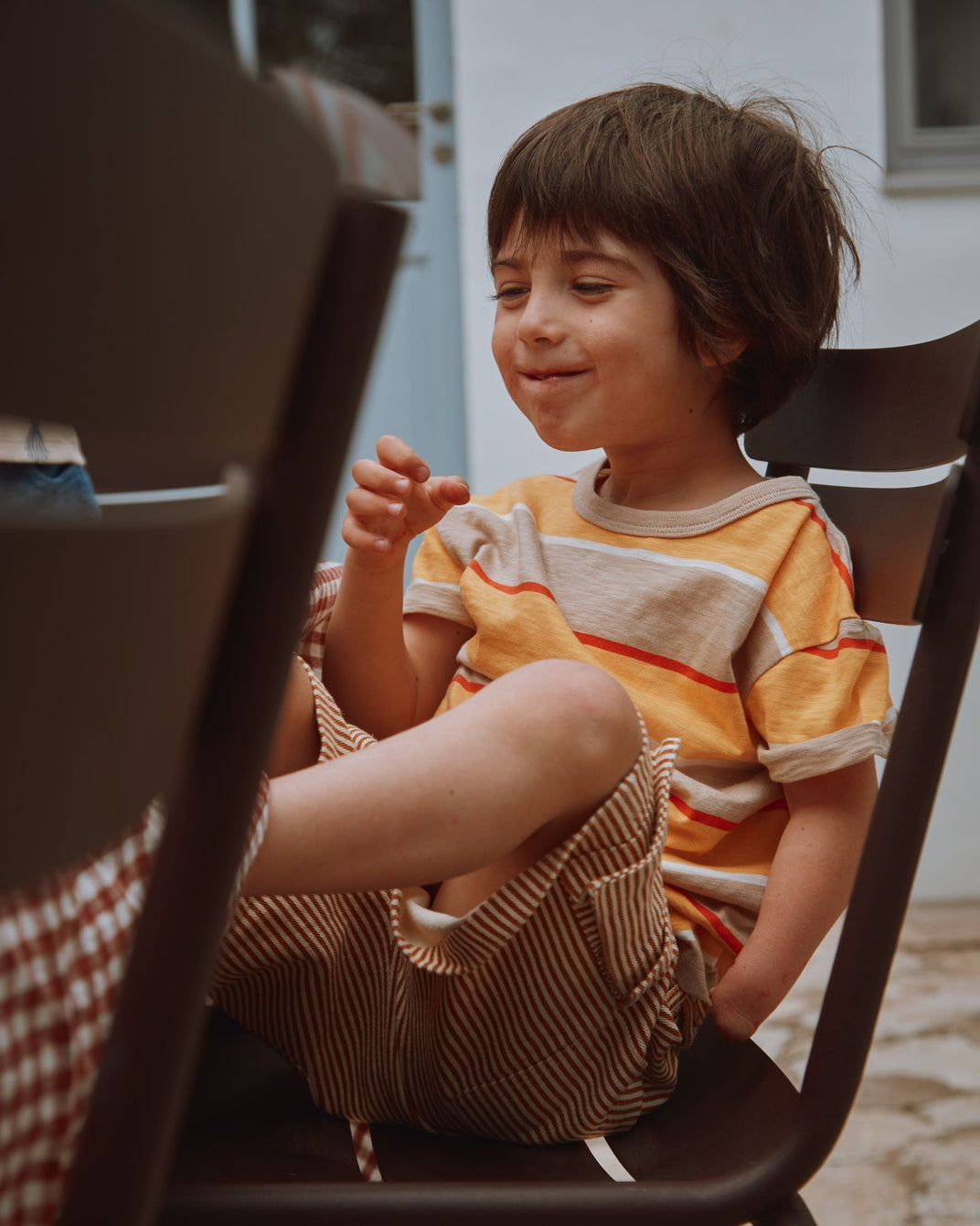 T-shirt coton bio rayure sésame