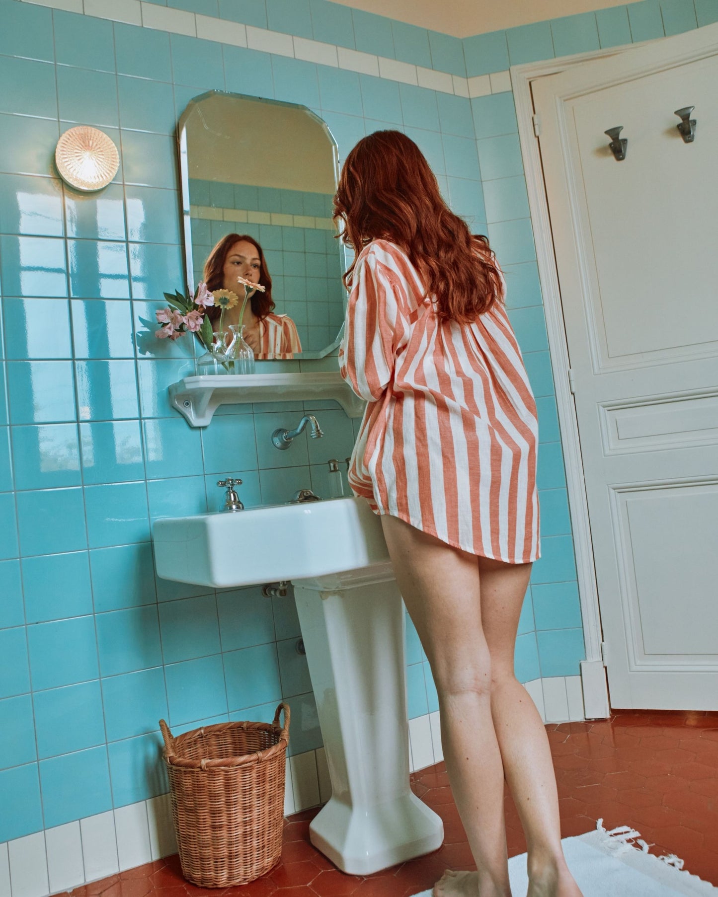 Chemise khadi rayures rouge et blanc