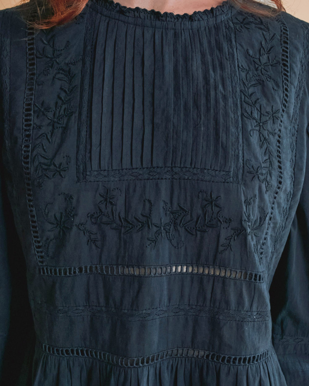 Blouse - Vintage brodée gris anthracite