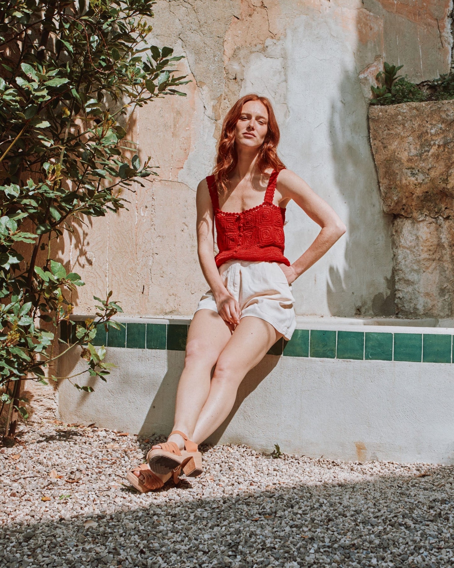 Red crochet top