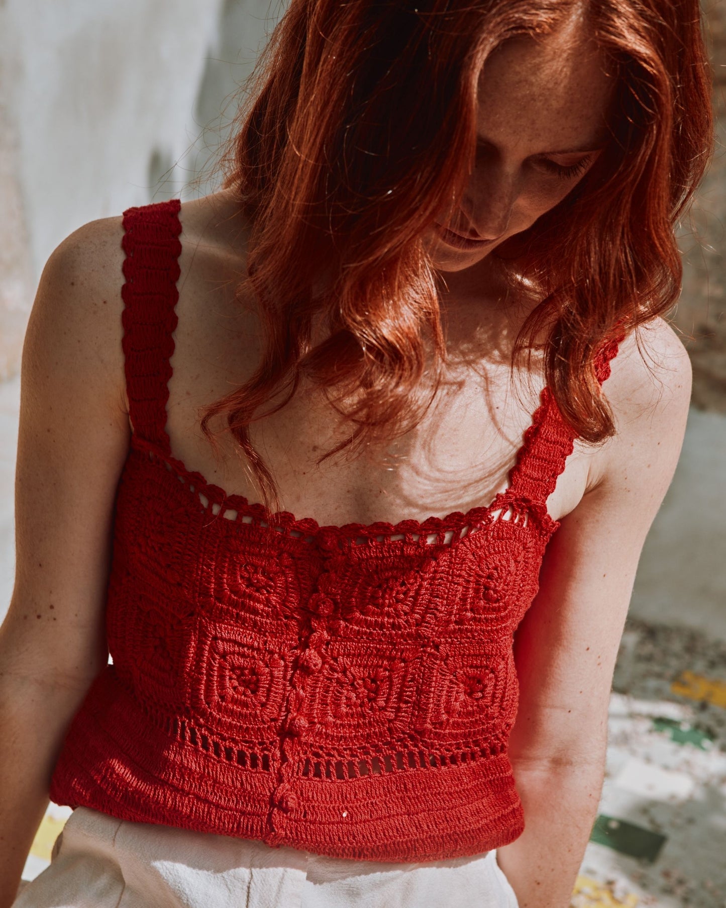 Red crochet top