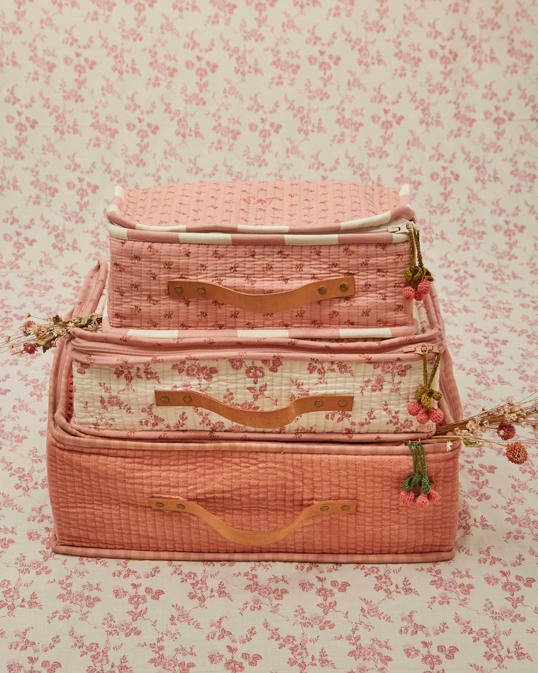 Grand valise - Velours rose