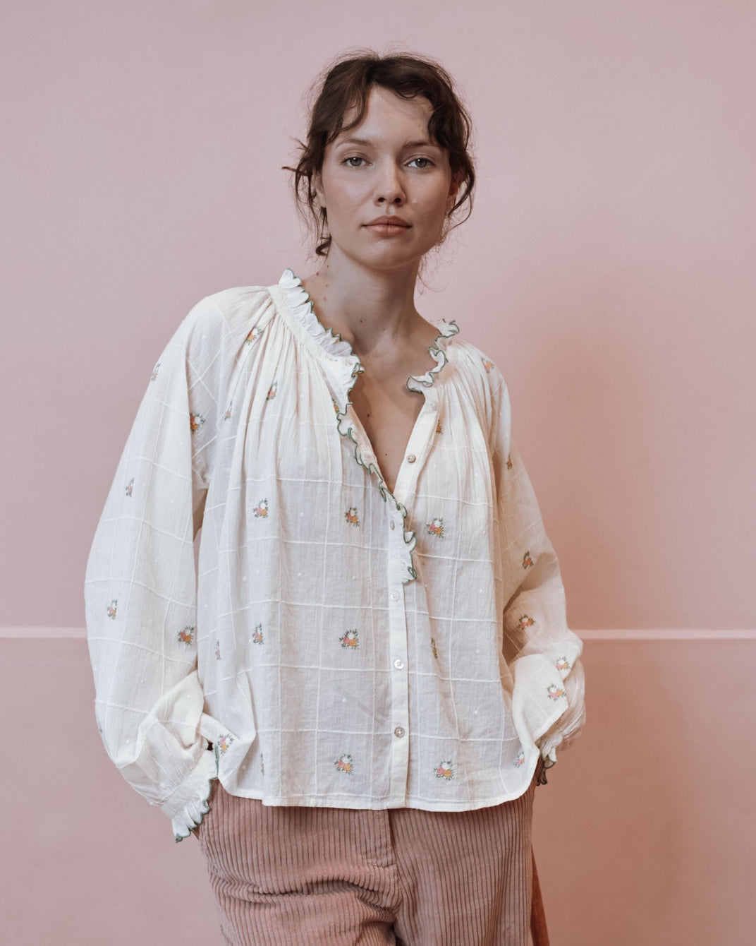 Blouse - Vintage brodée écru