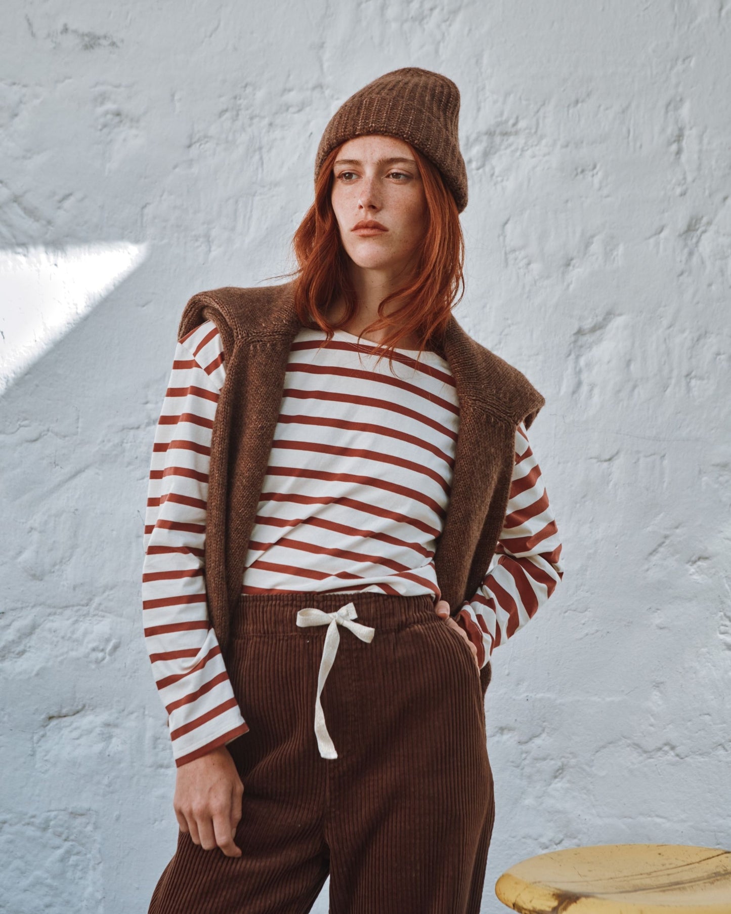 Bonnet laine mérinos marron