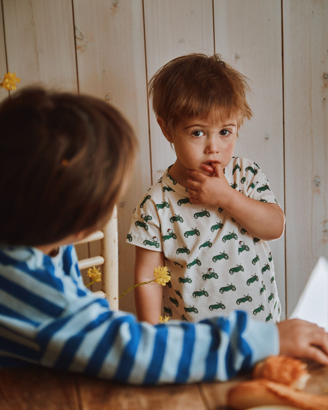 T-shirt coton bio crème side car vert