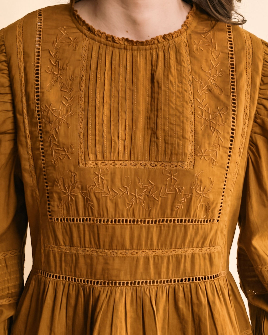 Blouse - Vintage brodée olive