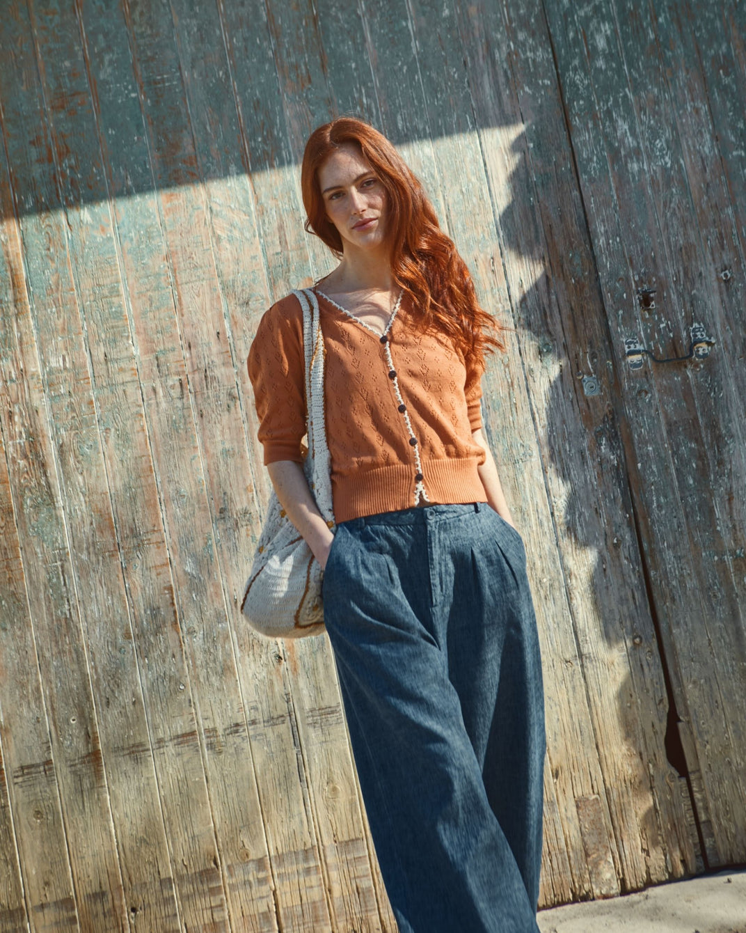 Gilet - Ajouré tulipes marron