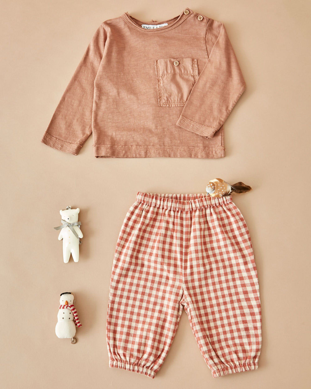 Pantalon bébé - Vichy terracotta