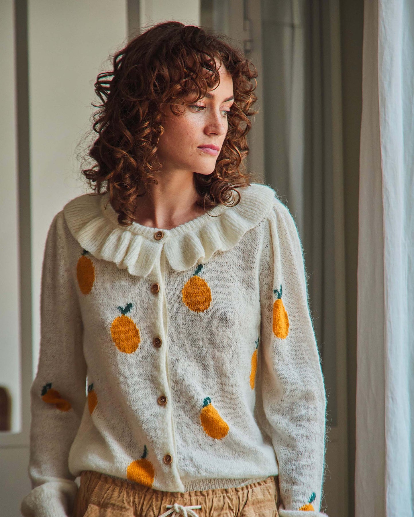 Cardigan femme citron écru