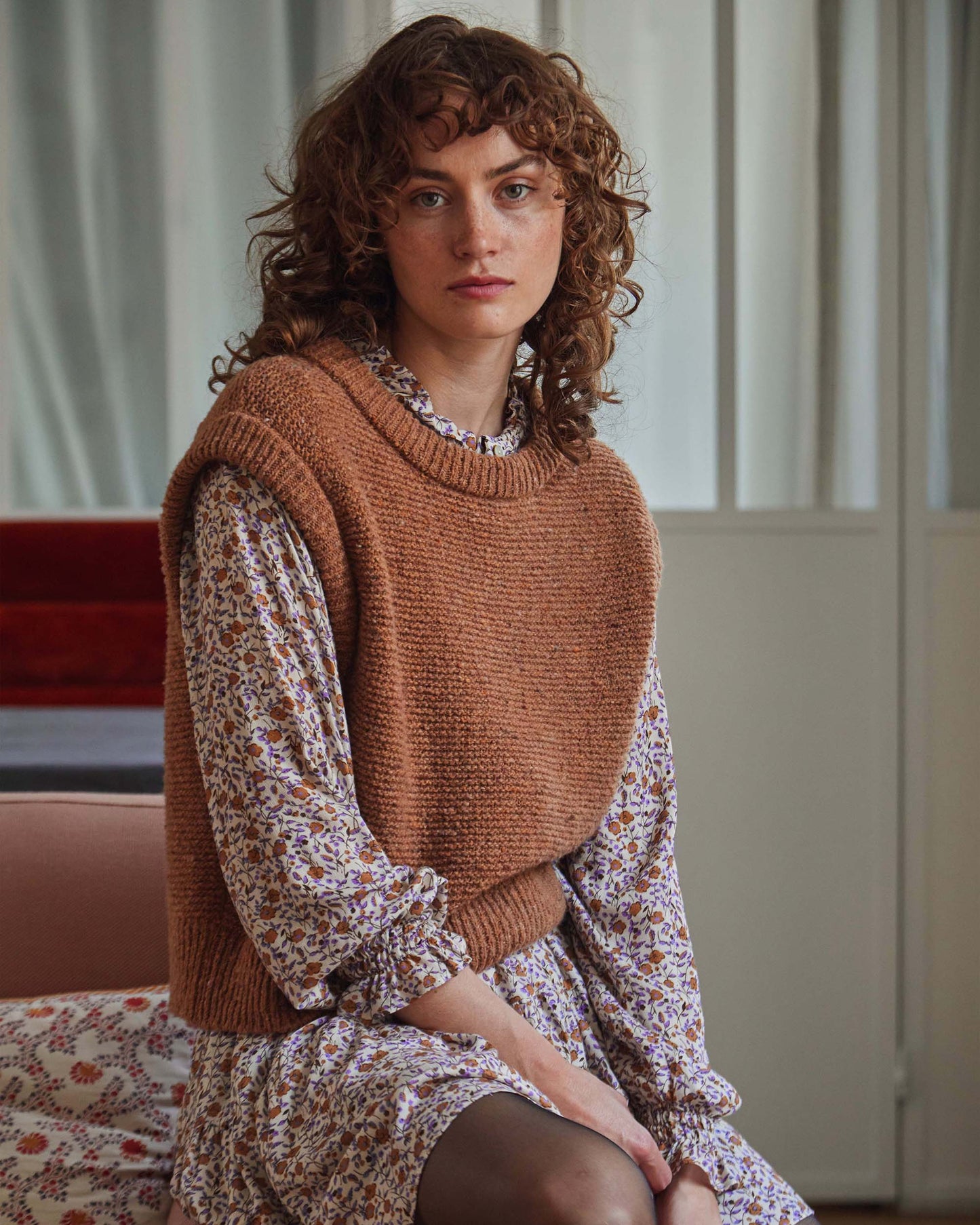 Robe campanule marron et violet