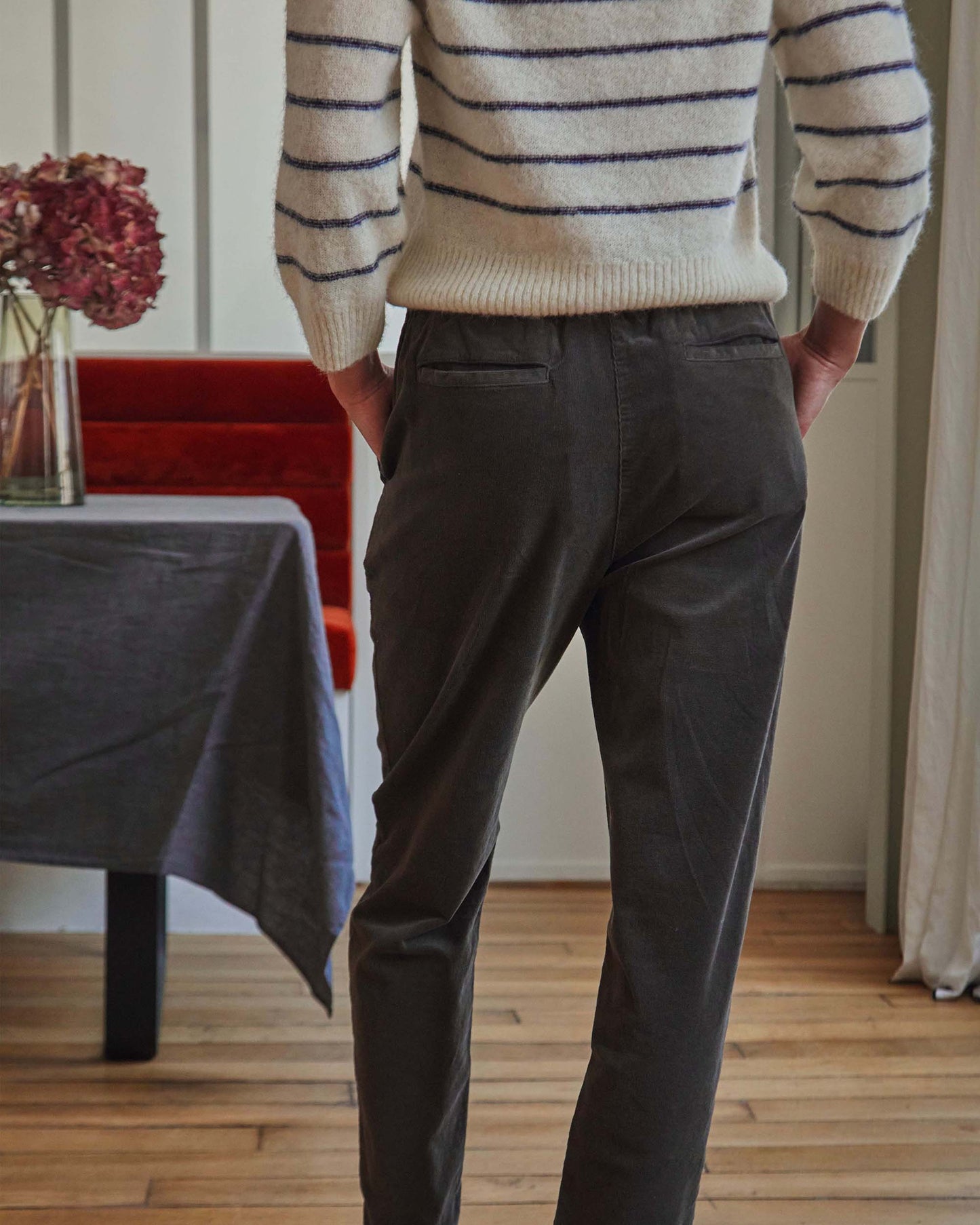 Pantalon velours bitume