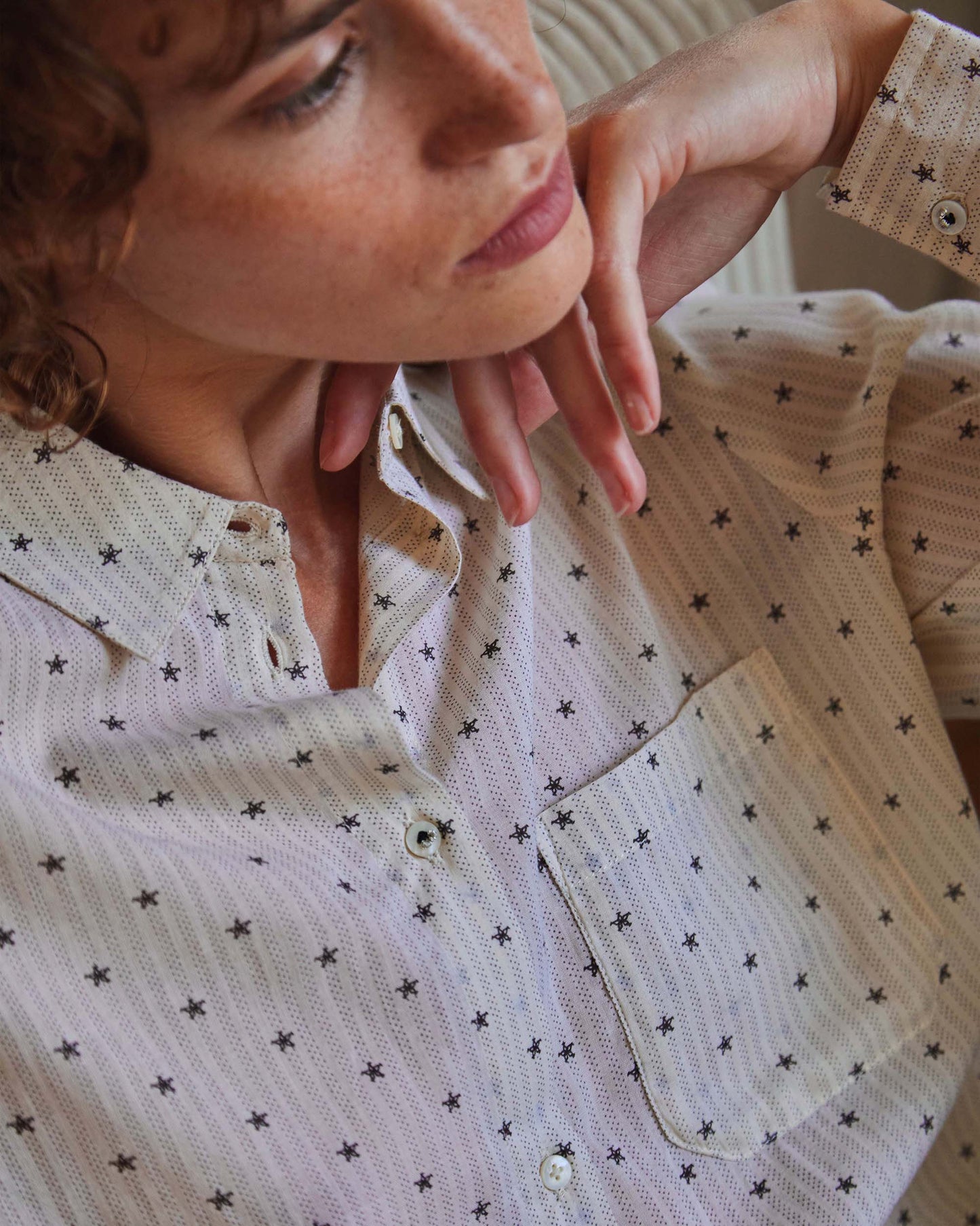 Chemise étoiles écru