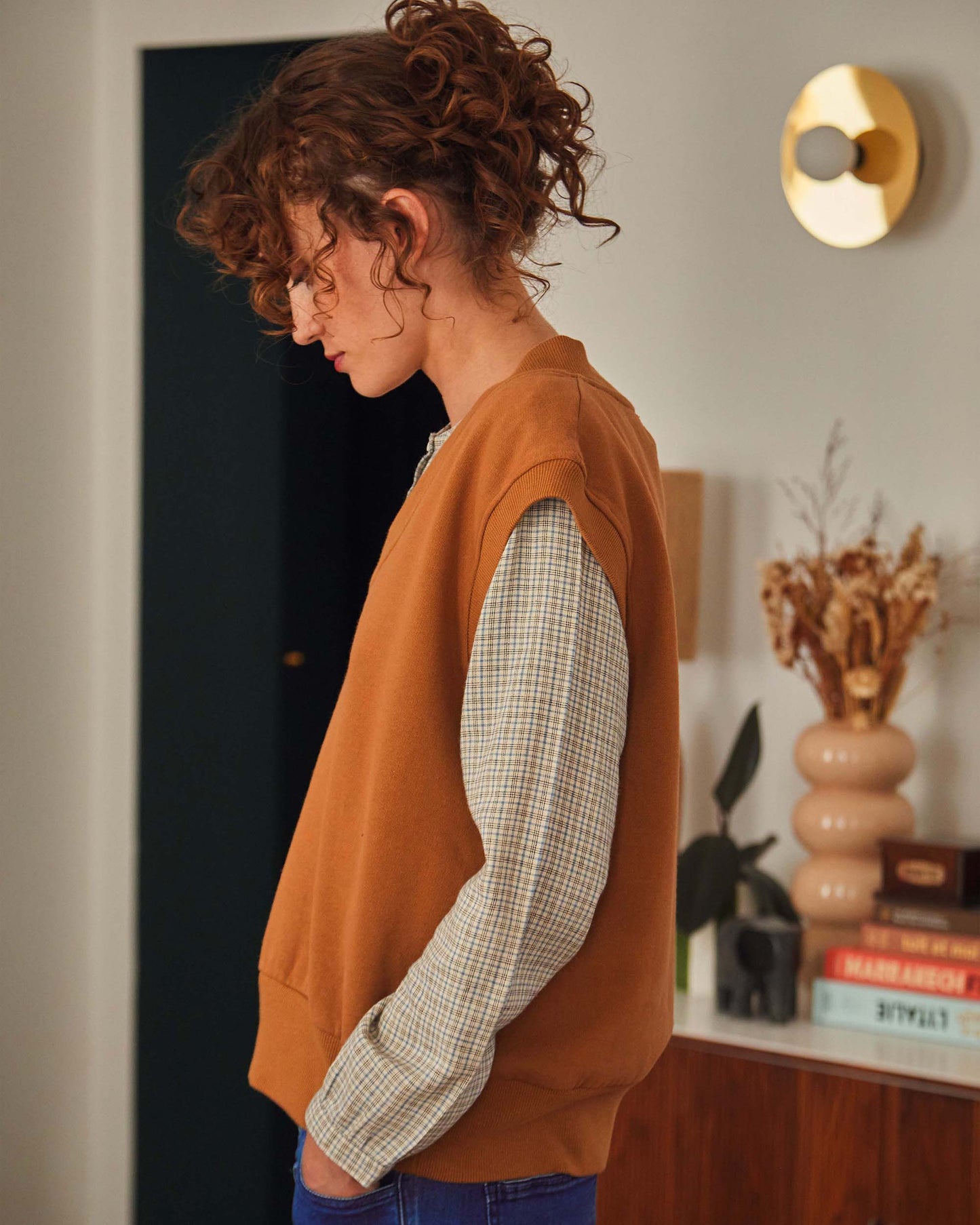Pull sans manches coton bio macadamia