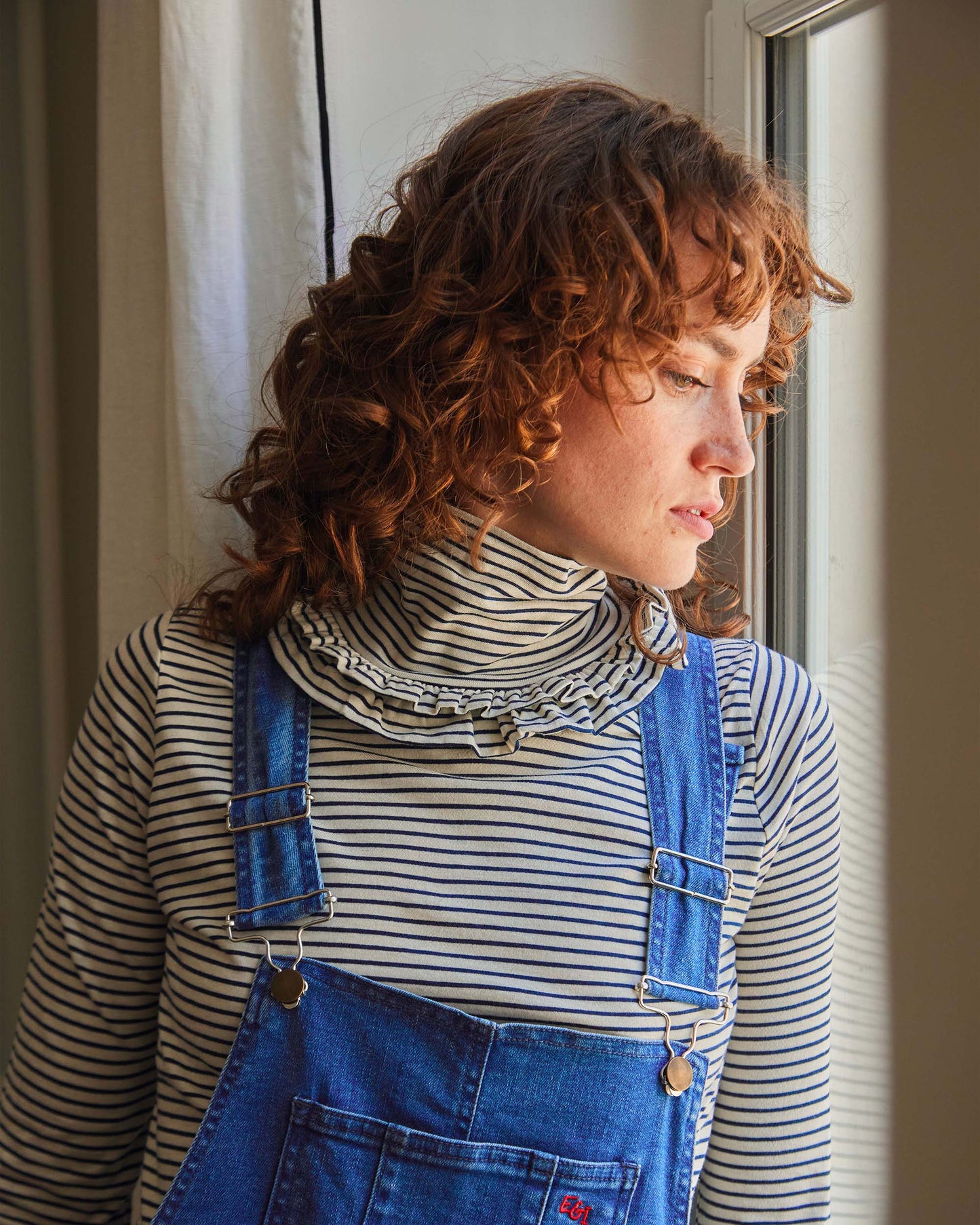 Sous-pull femme rayures coton bio marine