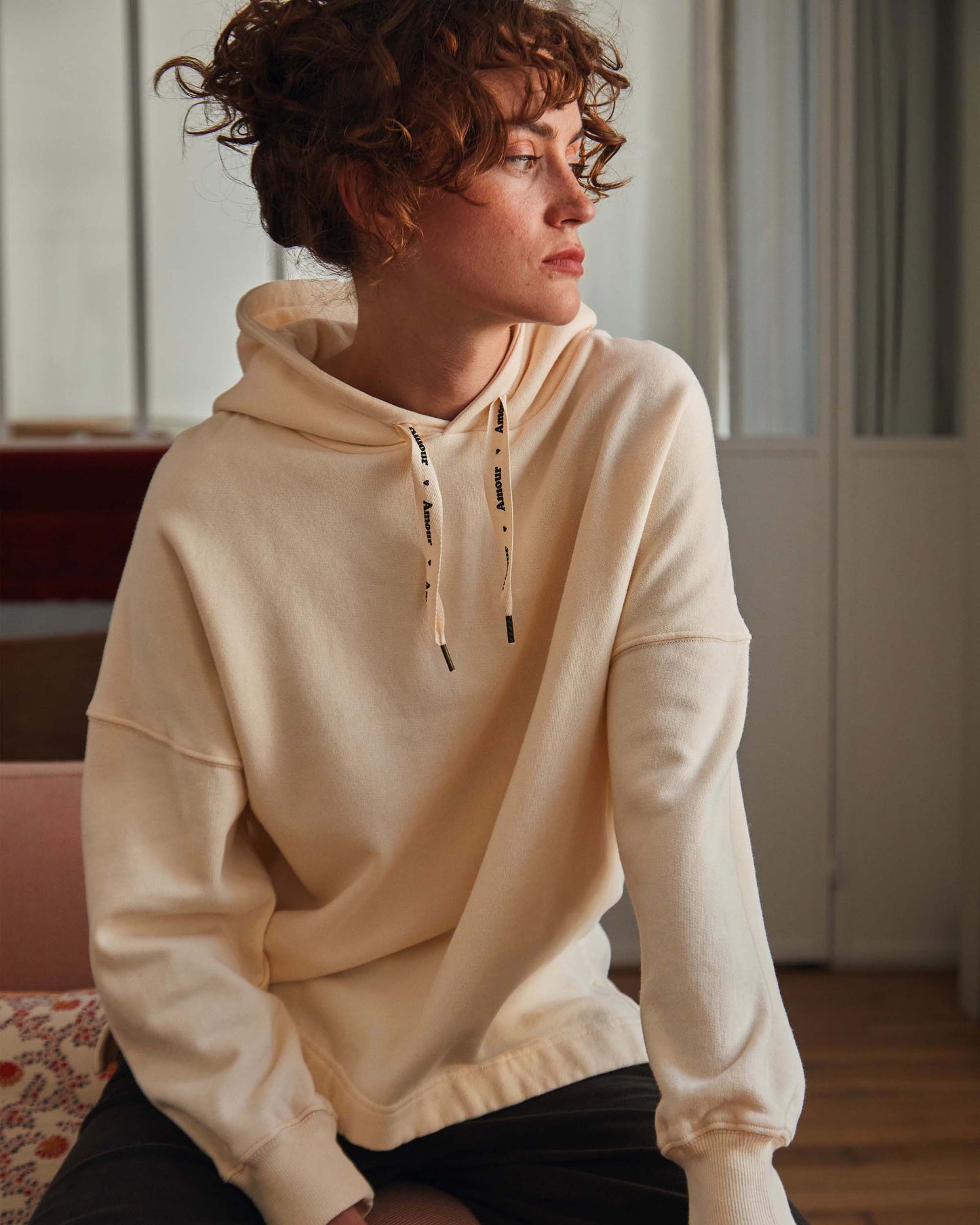 Sweat à capuche coton bio écru