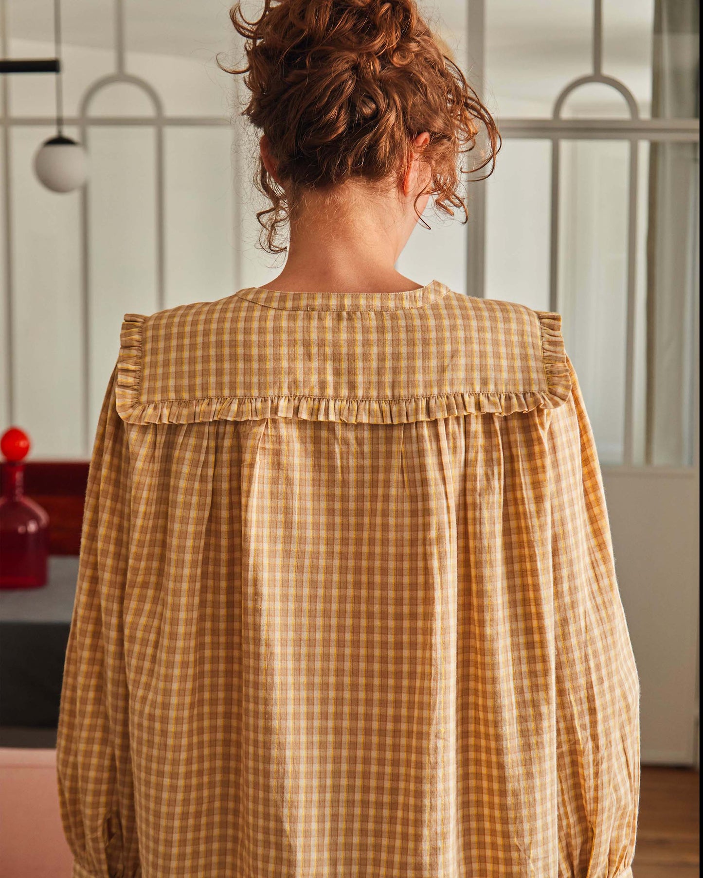 Blouse col marin carreaux brigitte jaune