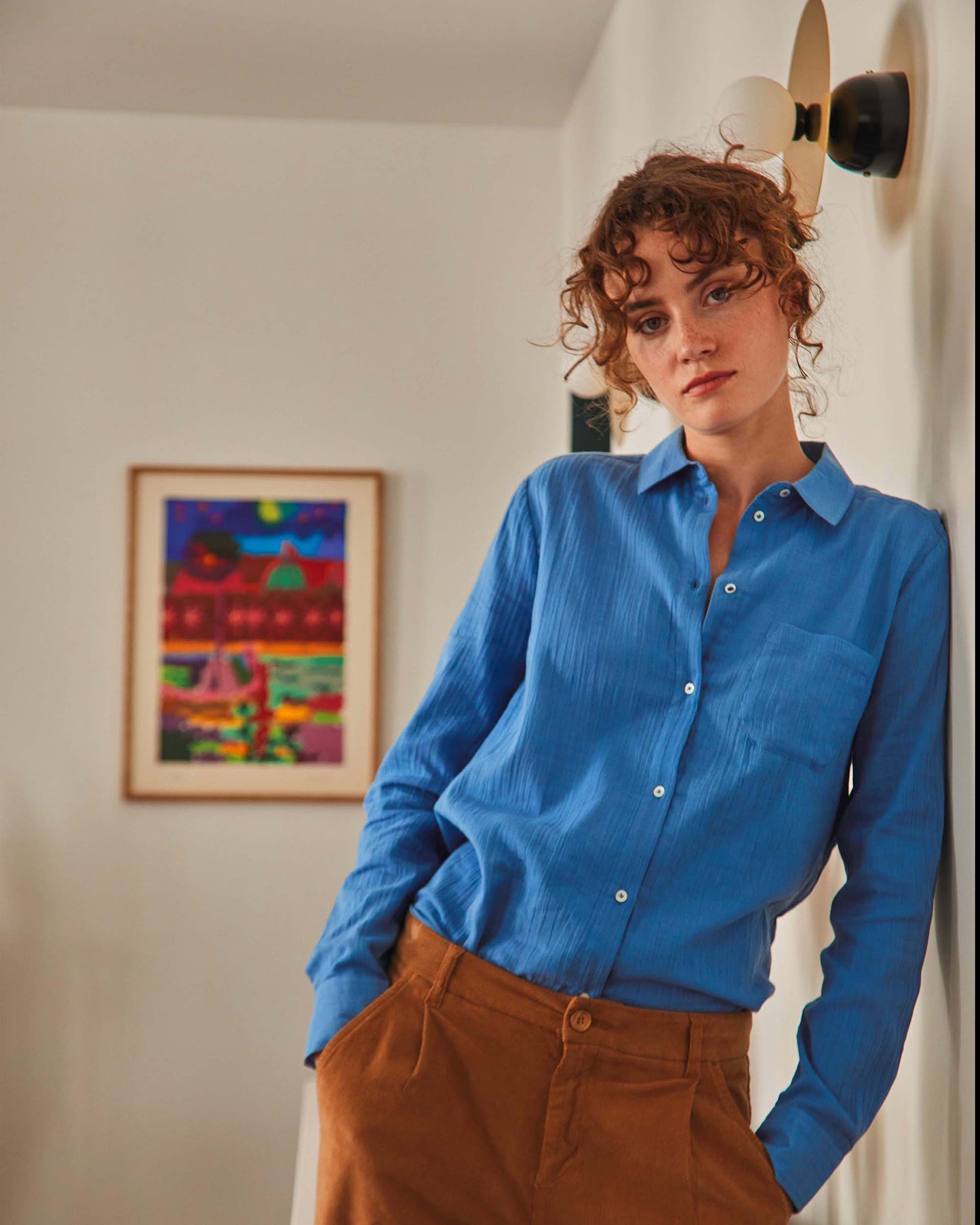 Chemise voile de coton Azur