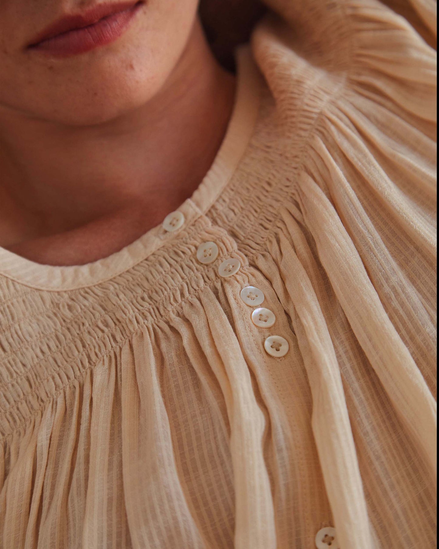 Blouse voile de coton écru