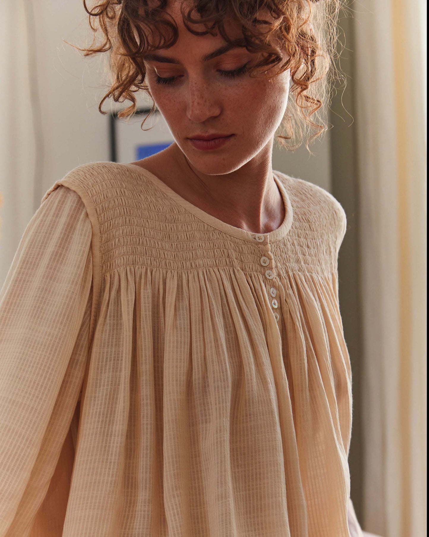 Blouse voile de coton écru