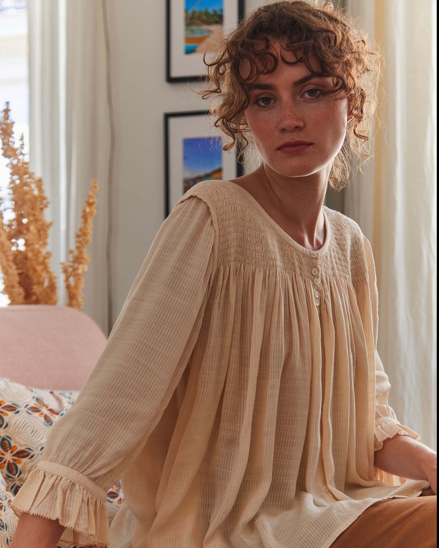 Blouse voile de coton écru