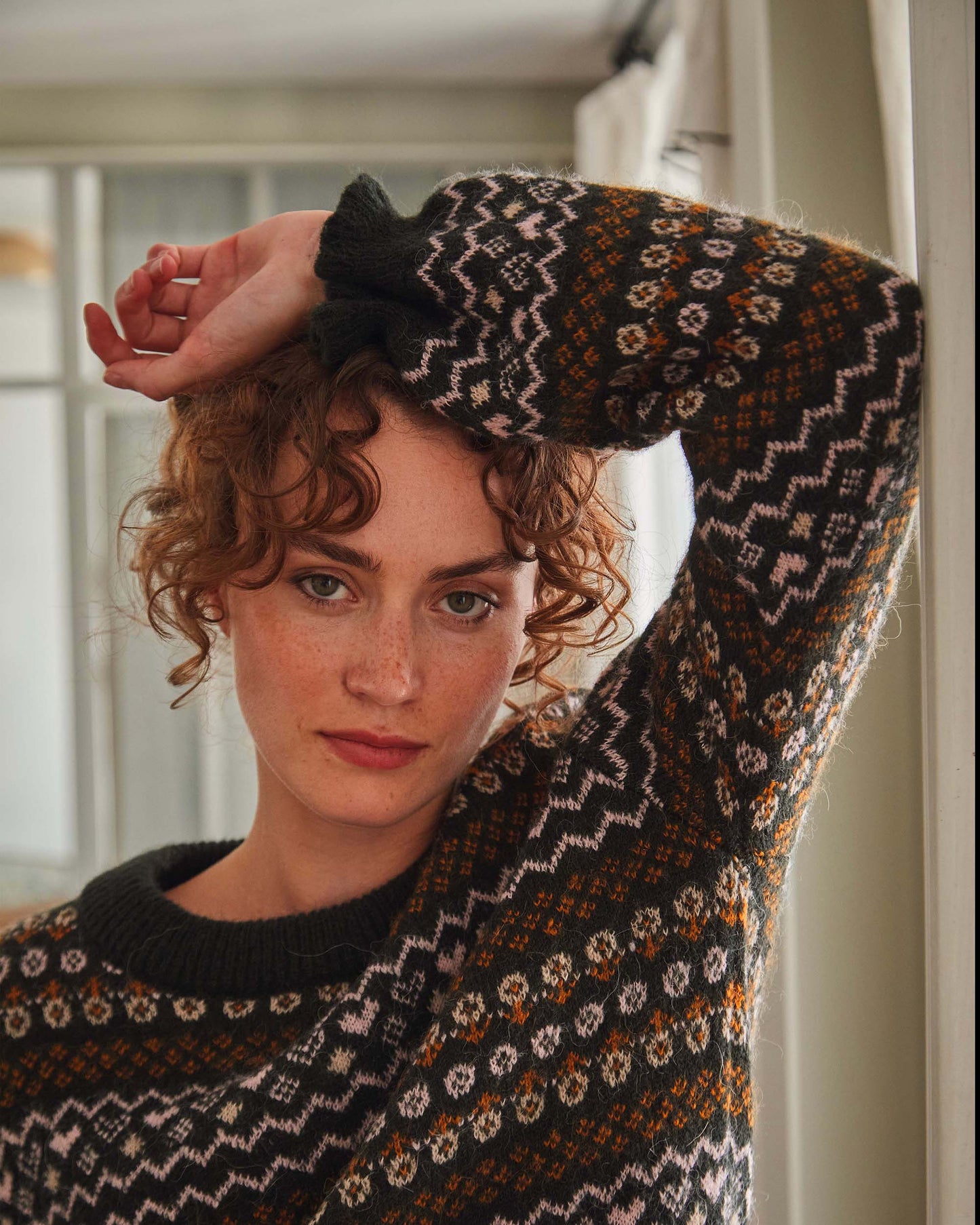 Pull femme jacquard bitume