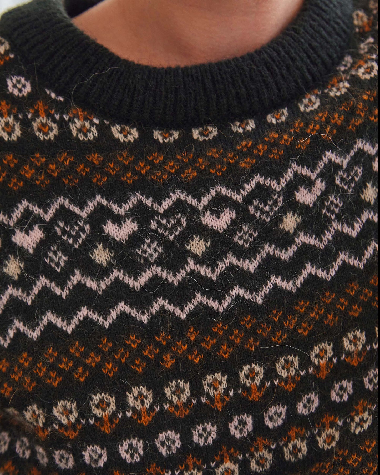 Pull femme jacquard bitume
