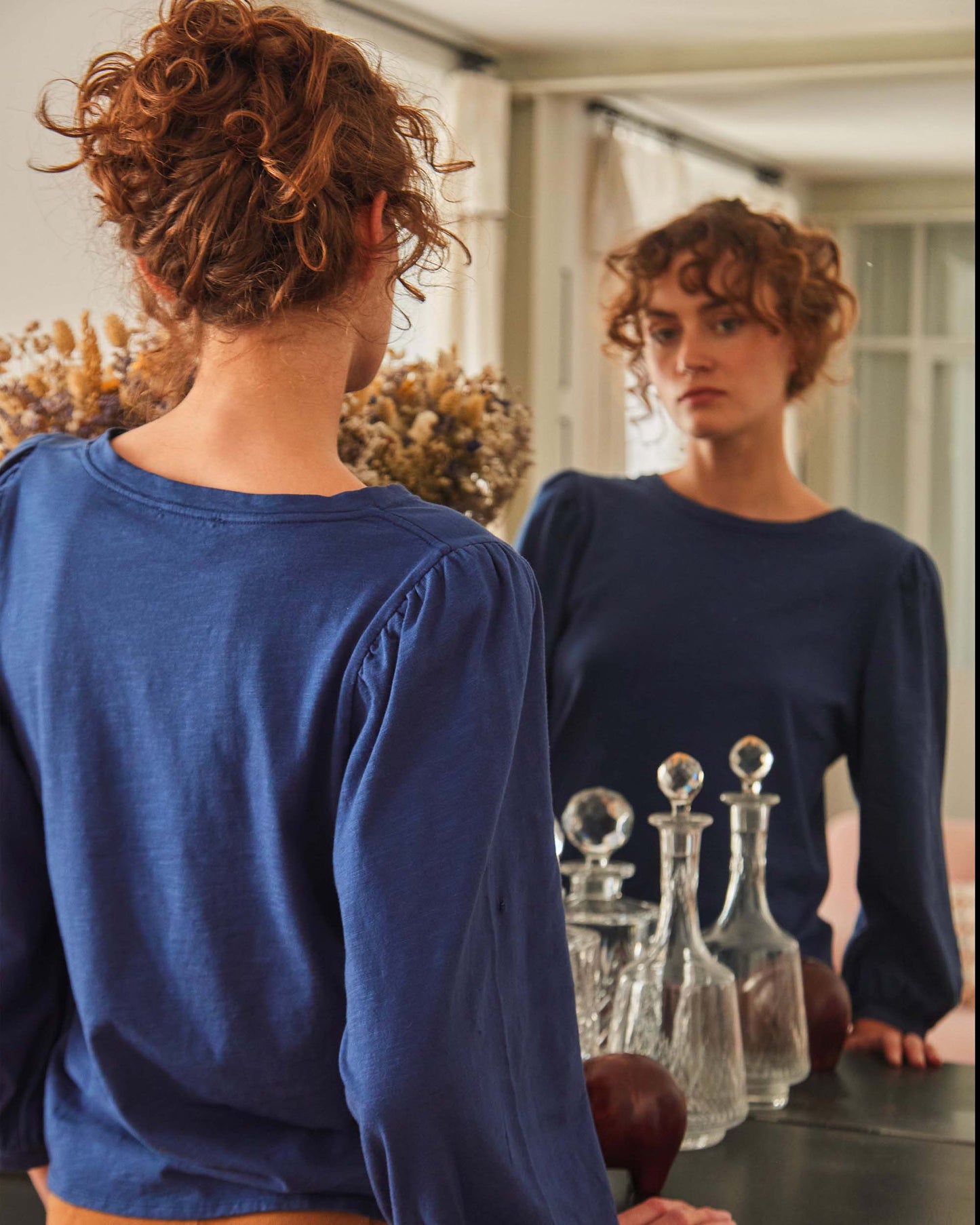 T-shirt manches ballons coton bio navy