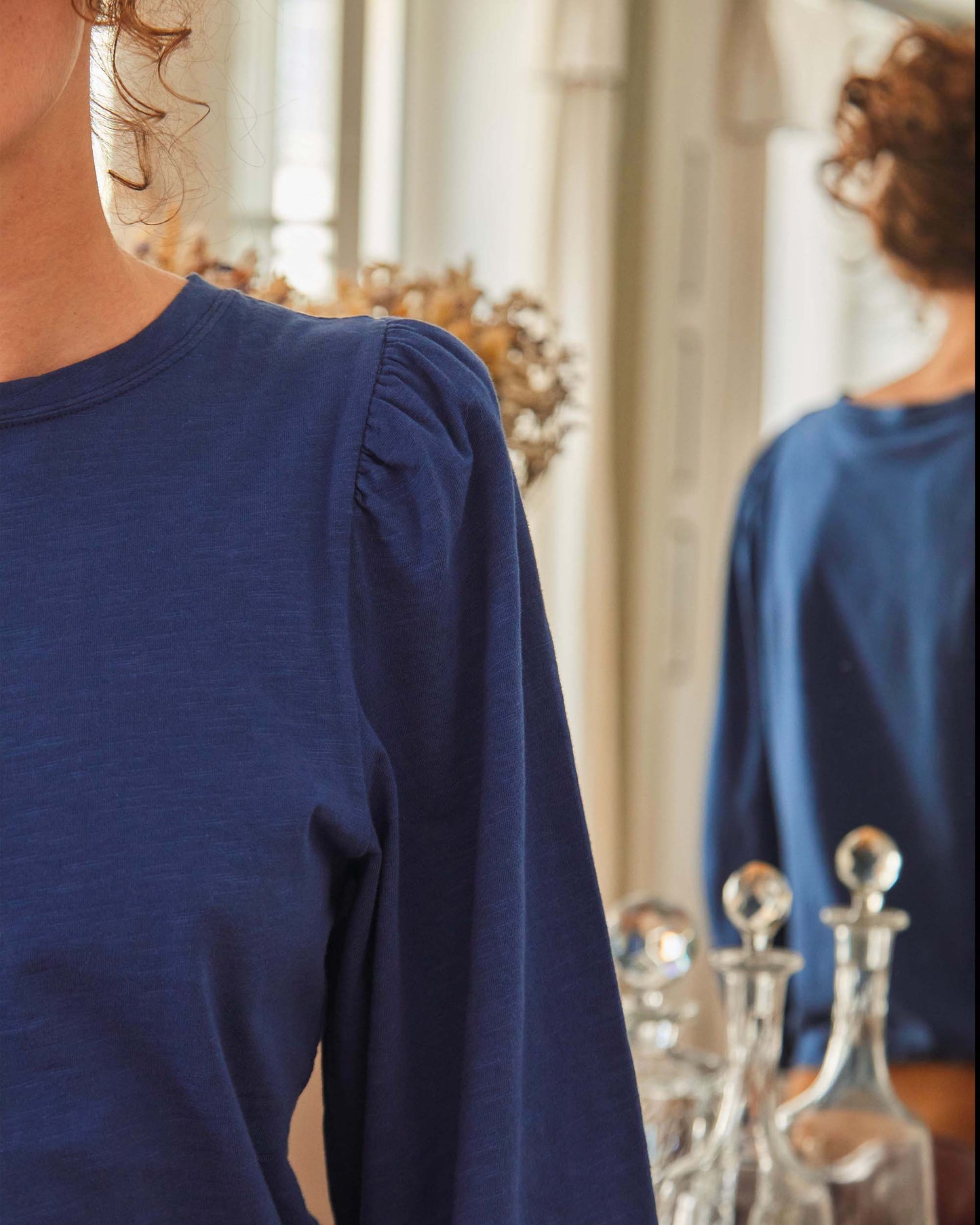 T-shirt manches ballons coton bio navy