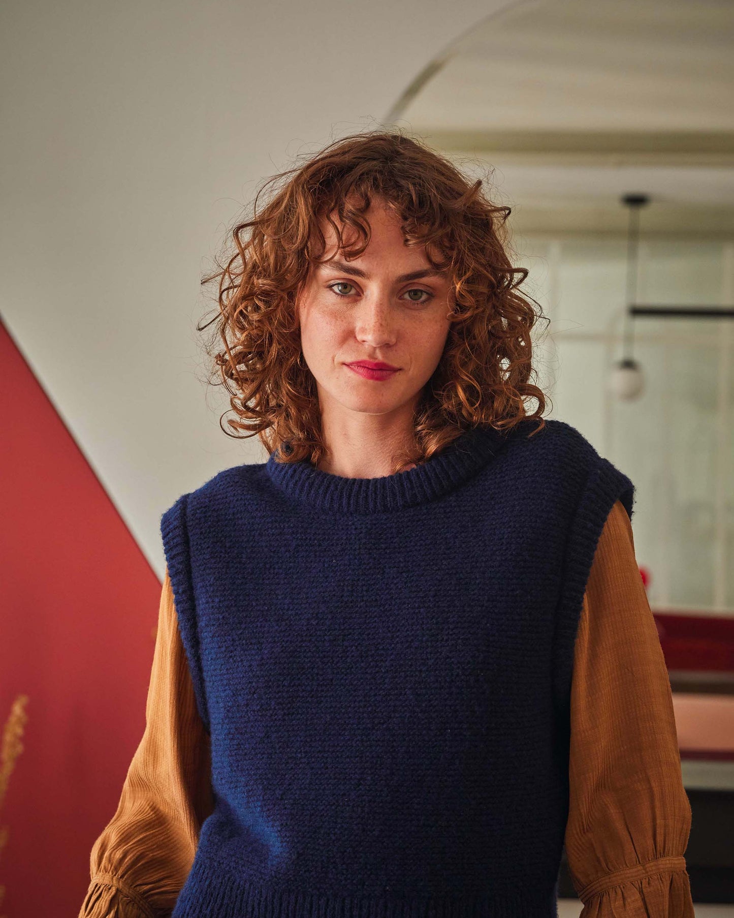Pull sans manches laine recyclée bleu marine