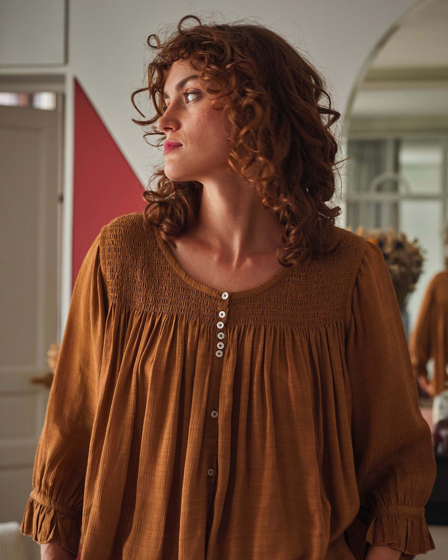 Blouse voile de coton macadamia