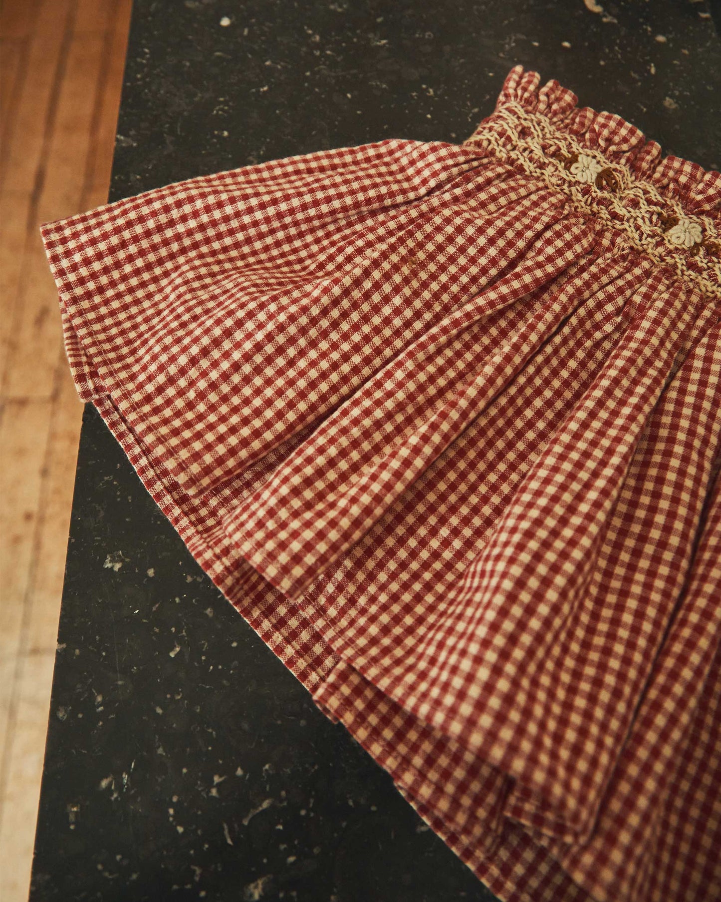 Mini-jupe vichy framboise