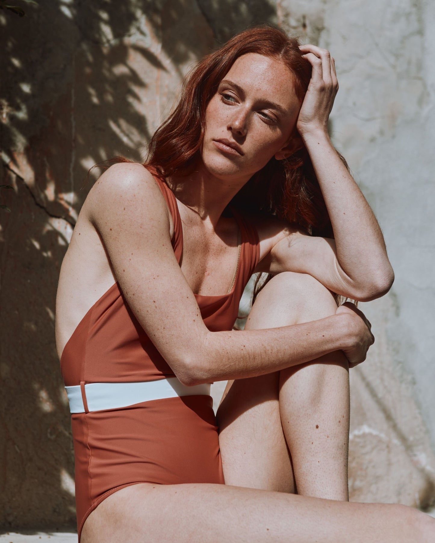 Maillot de bain 1 pièce ceinturé terracotta