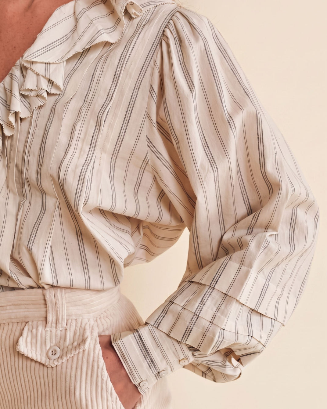 Blouse - Rayée khadi écru