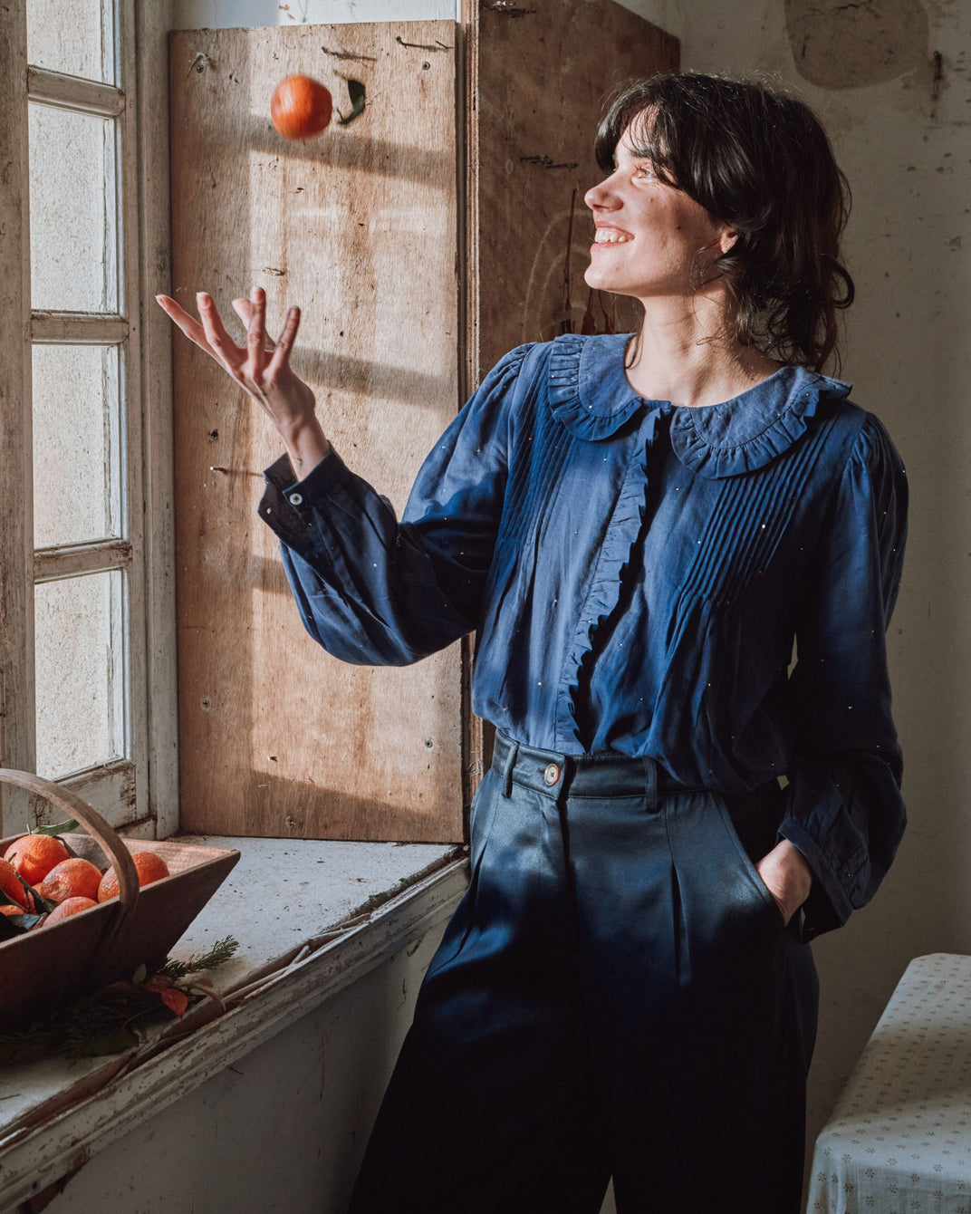 Blouse volantée mukesh navy