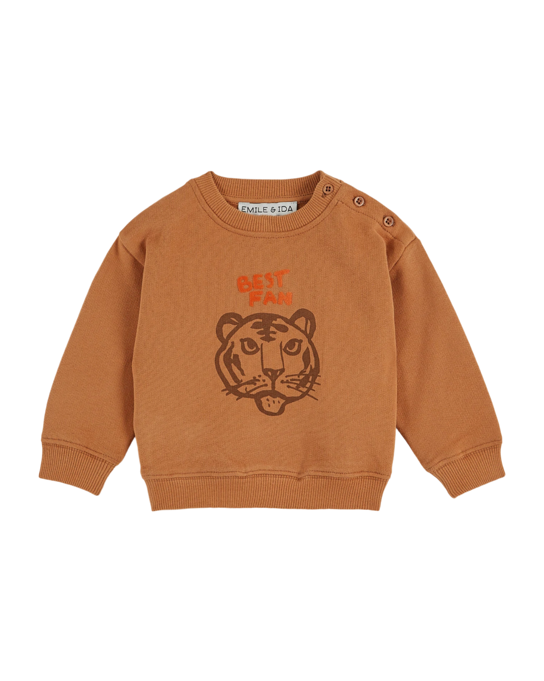 Sweat coton bio tigre orange brun