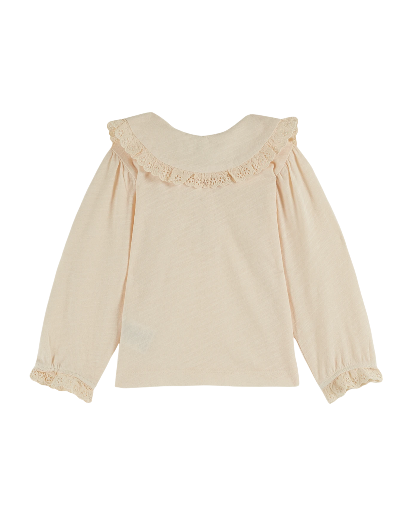 T-shirt flammé à col coton bio crème