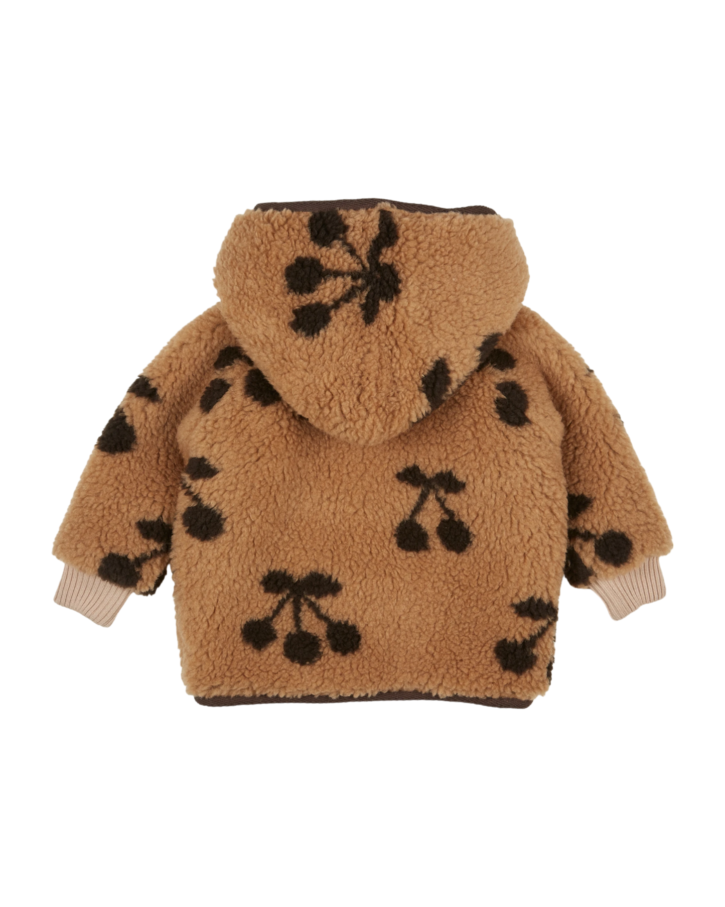 Veste à capuche sherpa cerises caramel