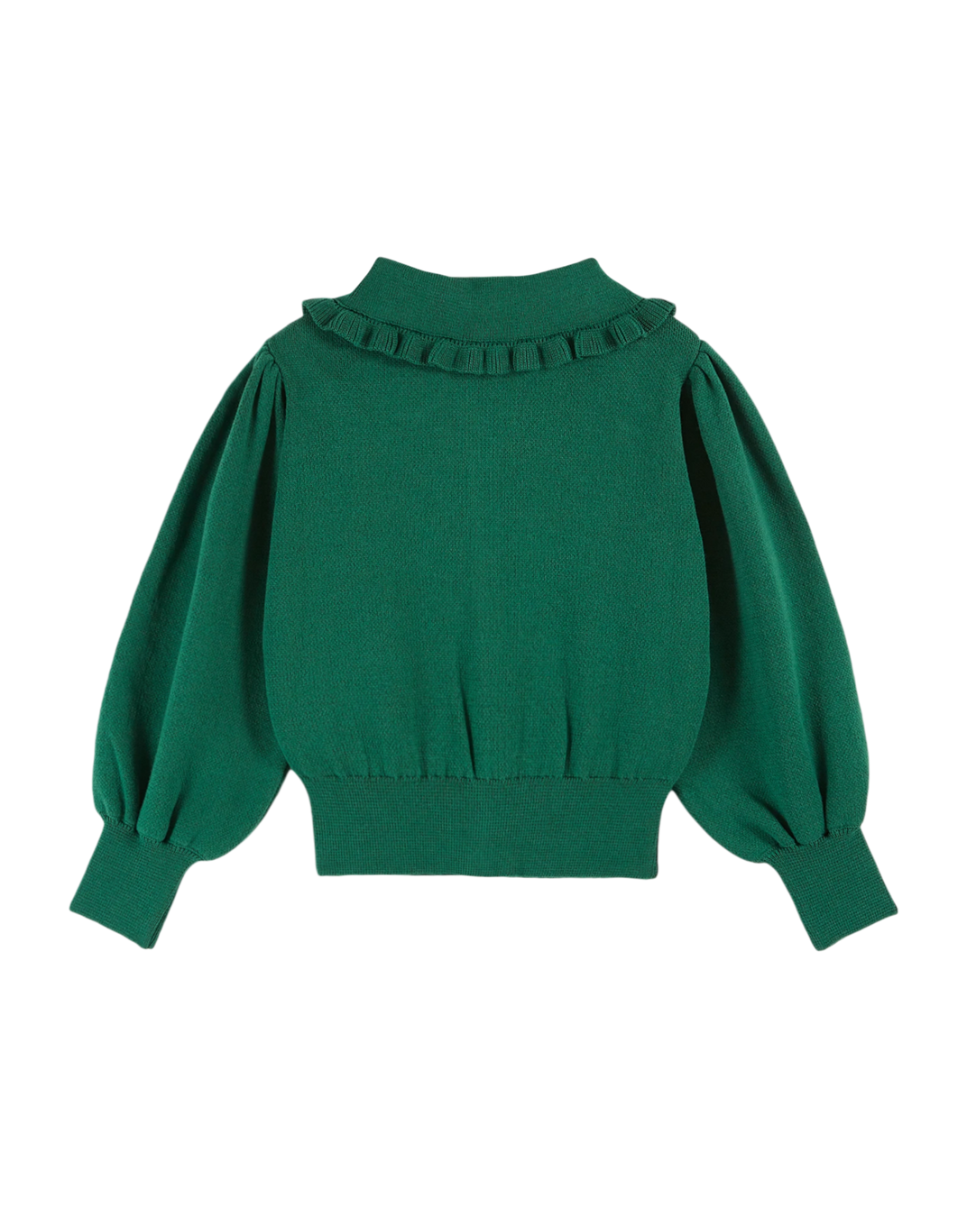 Cardigan col volanté coton bio vert