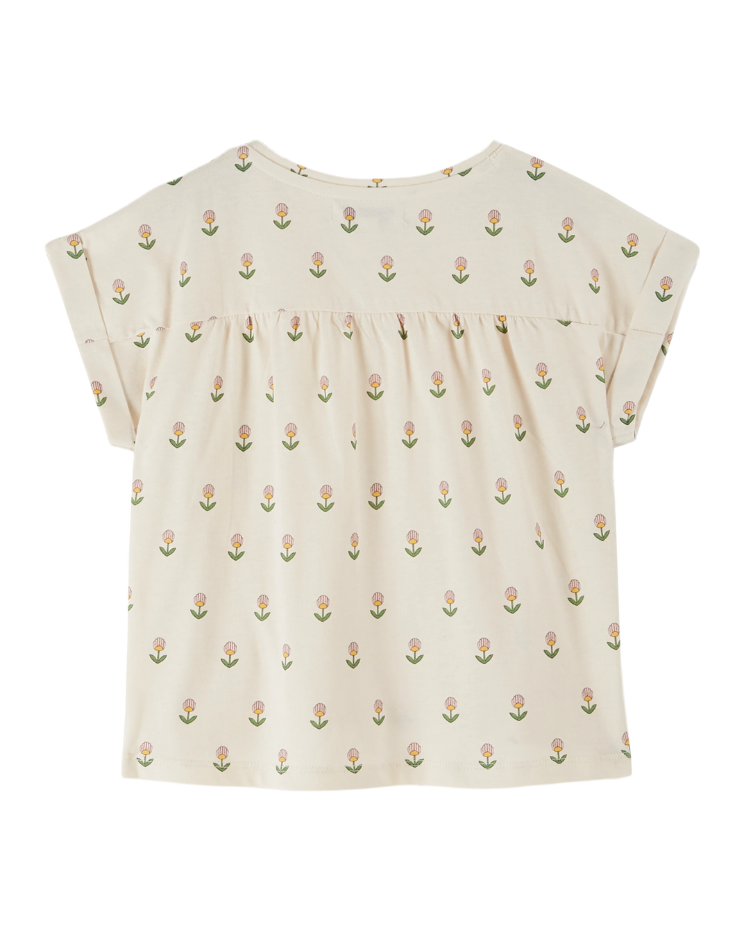 T-shirt - coton bio fleurs douces écru