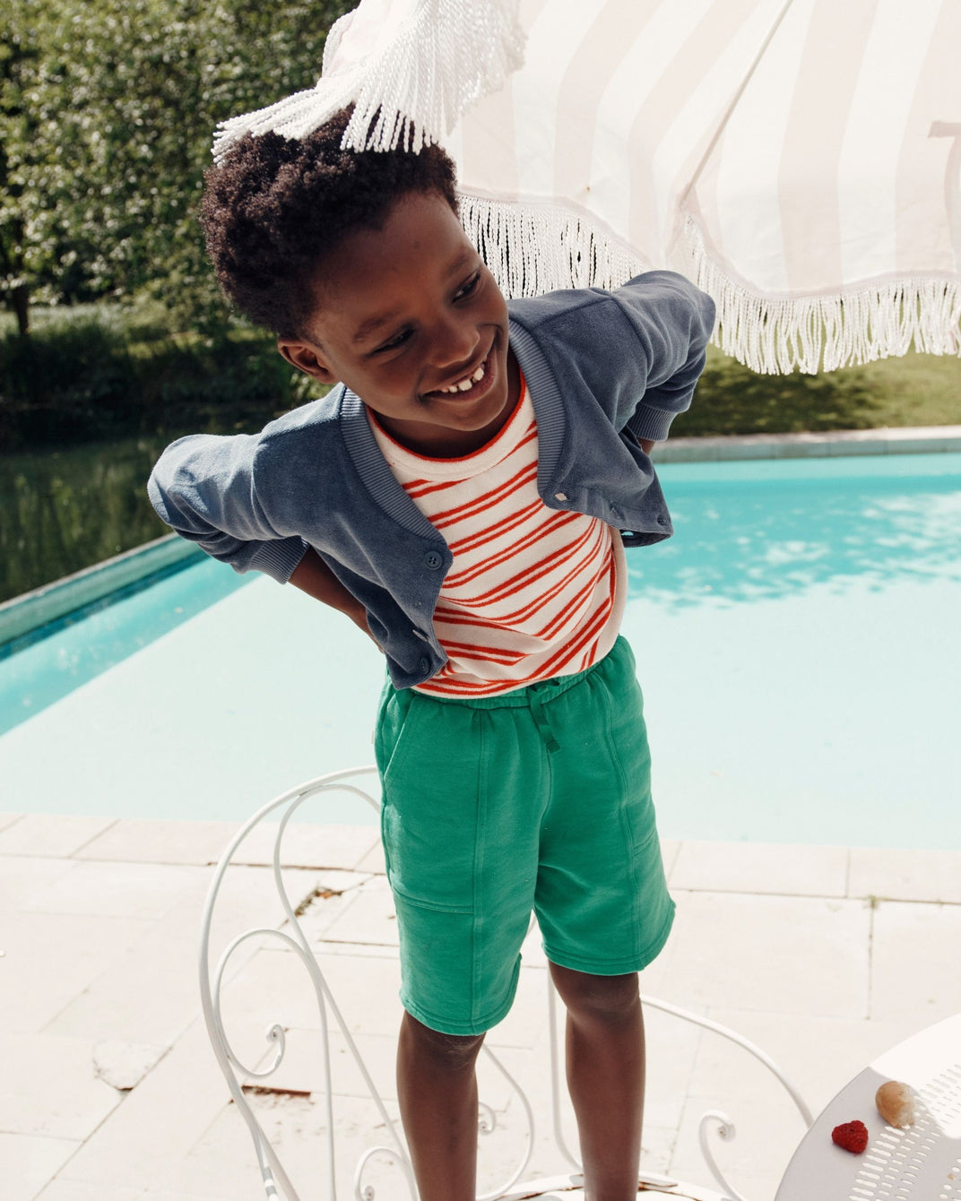 Green organic cotton Bermuda shorts