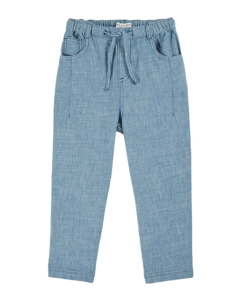 Pantalon coton et lin bleu clair