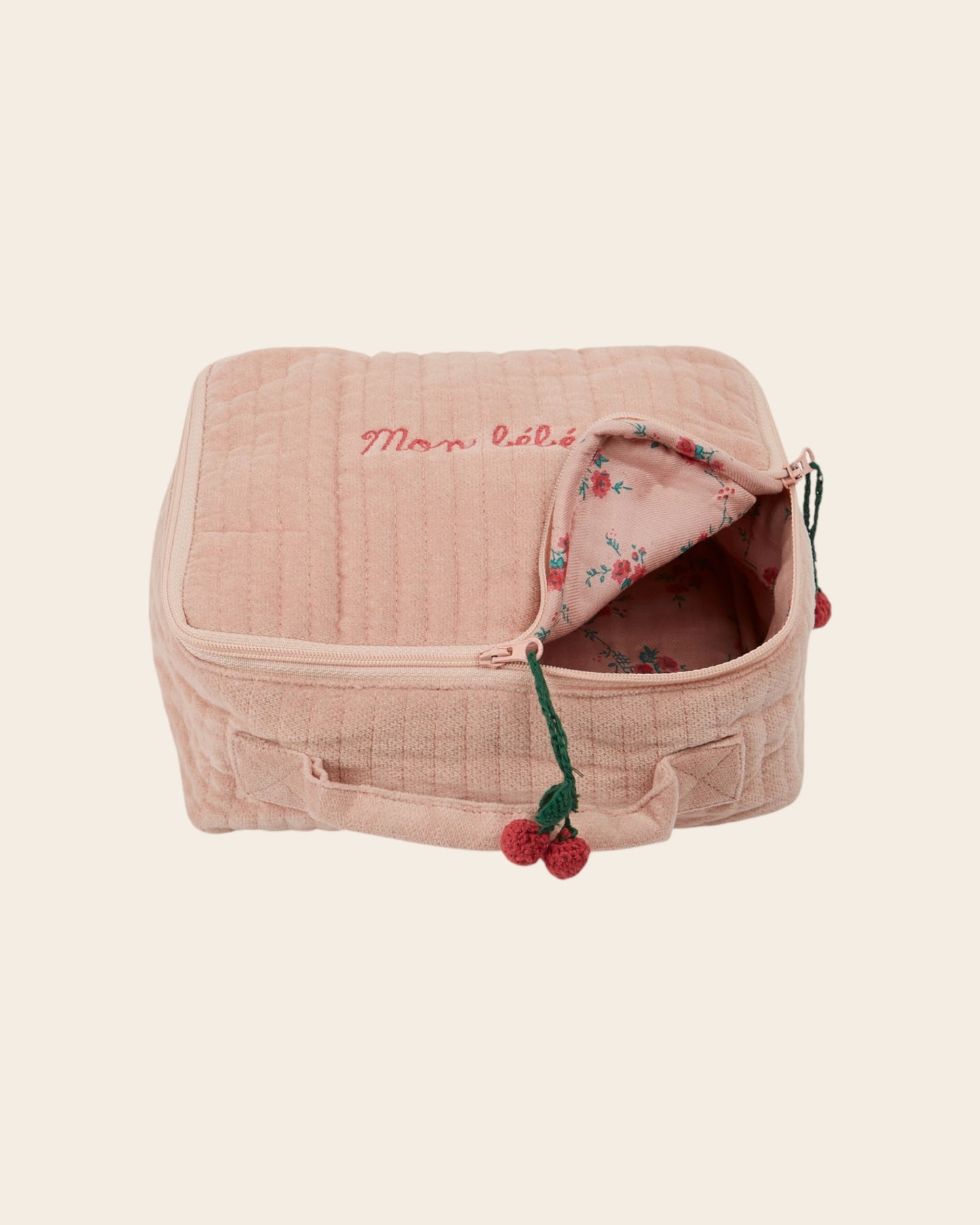 Trousse de naissance velours rose