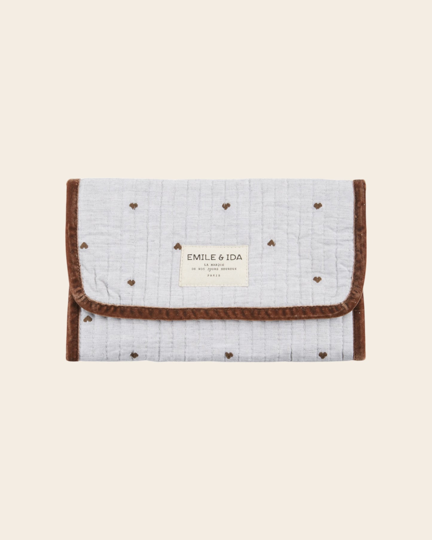 Pochette à maquillage coeur gris
