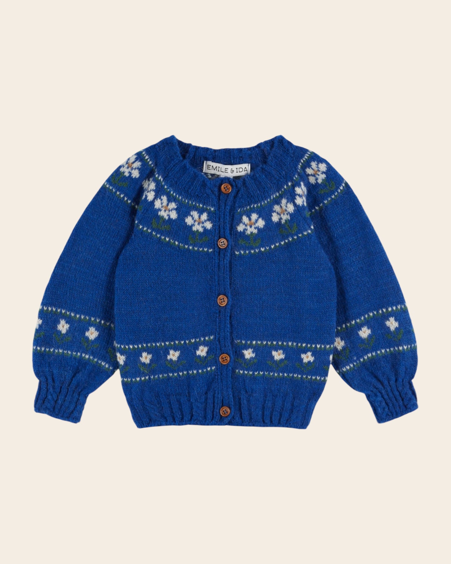 Cardigan jacquard fille marguerite bleu royal
