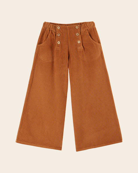 Pantalon velours à pont caramel