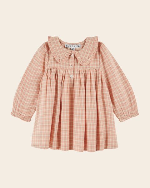 Robe ample à carreaux rose